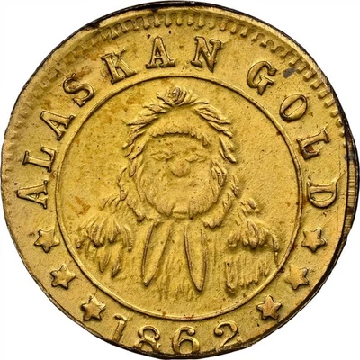 1862/1945 Alaska 2 Toowah/California Gold Type, NGC UNC Foto 1 de 4