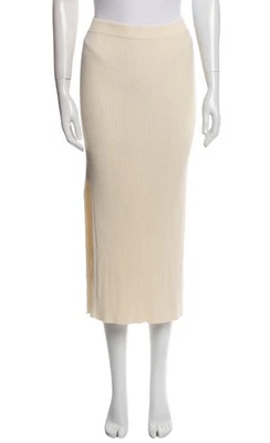 VANESSA BRUNO РЕБРИСТЫЙ СВИТЕР ВЯЗАНЫЙ КРЕМОВЫЙ БЕЖЕВЫЙ ПЛАТЬЕ MIDI ЮБКА ВЫСОТЫ РАЗРЕЗ M - Изображение 1 из 4