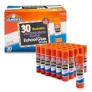 Elmer'S Disappearing Purple School Glue Sticks Washable 7 Grams 30 Count - Picture 1 of 12