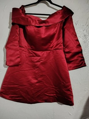 Ryanth Formal Dress Ladies 16 Burgundy Short Zip/Lace Up Satin Wedding Formal  - Image 1 of 4
