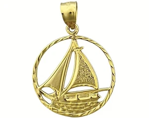 Colgante Velero Circular Oro 14K - Imagen 1 de 6
