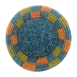Colorful Rattan Basket Wicker Woven Grass Boho 13" - Picture 1 of 6