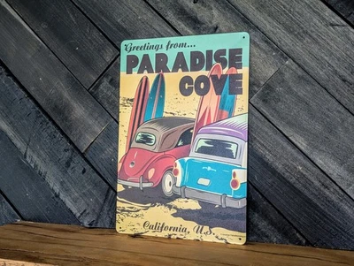 Знак Paradise Cove California — винтажный пляжный декор для серфинга автомобиля — 8 x 12 дюймов - Изображение 1 из 2