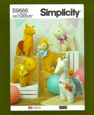 Plush Animals Sewing Pattern~Pony, Bear, Deer, Bunny, Alpaca~Simplicity 9666 - Image 1 of 4