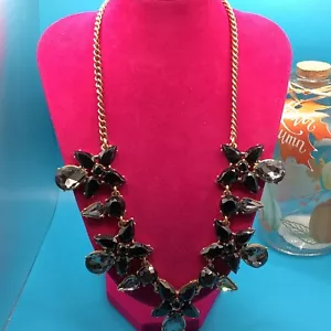 Collana girocollo resina nera Jcrew regalo moda donna gioielli tono oro - Foto 1 di 11