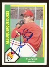 1990 Albuquerque Dukes TIM SCOTT Signed Card autograph AUTO PADRES EXPOS GIANTS