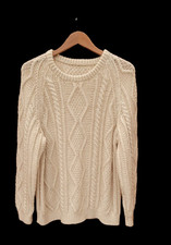VINTAGE  HANDKNIT ARRAN CREW NECK JUMPER SWEATER xl