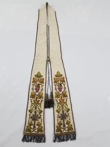 Vintage French Metallic Embroidered Church Priest Stole 214x12cm - Foto 1 di 12