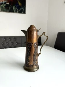 Jarra Art Nouveau de cobre Art Nouveau jarra de agua ¡28,5 cm de altura! - Imagen 1 de 15