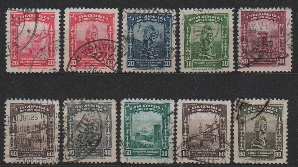 Colombia pequeño lote de sellos usados 1941 Foto 1 de 1