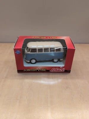 Schuco Junior Line VW Bully Samba Bus Blue Volkswagen Micro Bus Metal Model 1:72 - Image 1 of 4