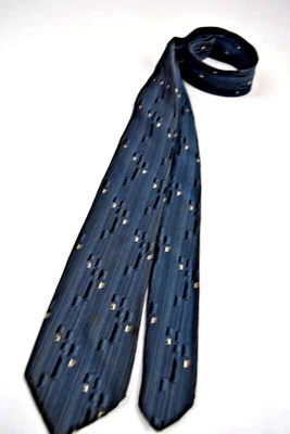 Corbata de cuello de colección años 60 azul gris llovizna con cilindros de lluvia corbata delgada 52" x 2,25" Foto 1 de 4