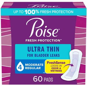 Thin Incontinence Pads, 4 Drop Moderate Absorbency, Regular Length, 60 Count - Picture 1 of 12