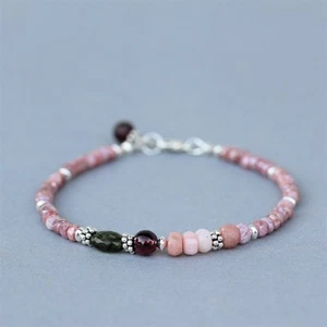 U&C Sundance Pink Sapphire Red Garnet Green Tourmaline Opal .925 Silver Bracelet - Picture 1 of 4