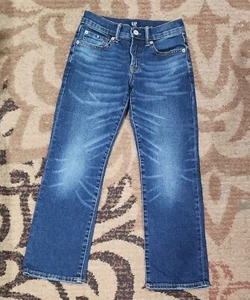Boys Size 8 Regular Gap Jeans Stretch Bootcut Dark Denim Adjustable Waist - Picture 1 of 5