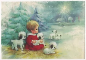 De colección Pequeño Pastor Niño Oveja Belén Navidad Tarjeta de Felicitación Frontal - Imagen 1 de 2