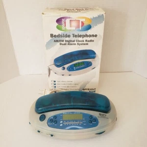 See Through Telephone AM/FM Digital Clock Radio Dual Alarm System Blue VTG Retro - Picture 1 of 10