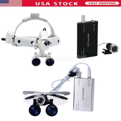 Diadema quirúrgica dental lupas binoculares 3,5X-R con luz de cabeza lámpara/luz de cabeza Foto 1 de 4