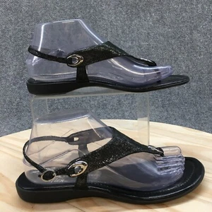Anne Klein Sandal Womens 8 Black iFlex Slingback Thong Glitter Slip On Casual - Picture 1 of 15