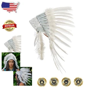 Handmade Feather Headdress - Unisex Native American Inspired Festival Accessory - Picture 1 of 8