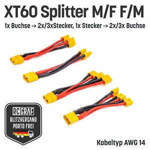 XT60 Adaptador Hembra Enchufe Adaptador Paralelo Cable Y Divisor 3 Vías Batería 14AWG - Imagen 1 de 22