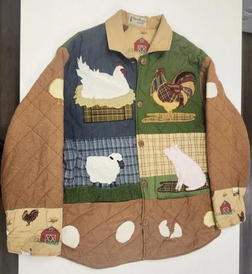 Chaqueta de granja acolchada mágica parche vintage abrigo pequeño aplique reversible Foto 1 de 4