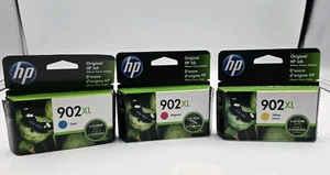 SOLD AS SET - HP 902XL Ink Cartridges Magenta, Yellow and Cyan - Picture 1 of 8