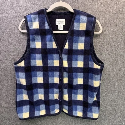 Женский жилет Christopher & Banks синий клетчатый флисовый большой - Изображение 1 из 4
