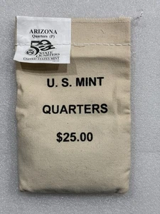 2008 P Arizona US Mint Sewn $25 Quarter Bag - 100 State Quarters ~~ - Picture 1 of 2