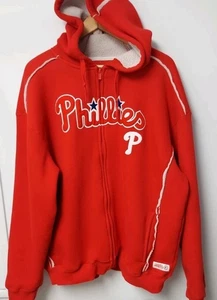 Felpa Philadelphia Phillies Waffle con cappuccio e zip intera rossa taglia XL di Stitches - Foto 1 di 9