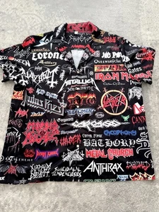 Heavy Metal Rock Band Name 3D All Over Print Button Shirt Metallica Anthrax 2X - Picture 1 of 11