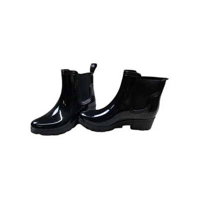Botas de lluvia al tobillo Capelli New York para mujer negras talla 9 goma brillante Foto 1 de 4