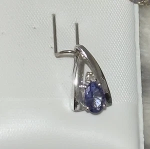 10kt White Gold Tanzanite And Diamond Pendant Original Owner - Picture 1 of 1