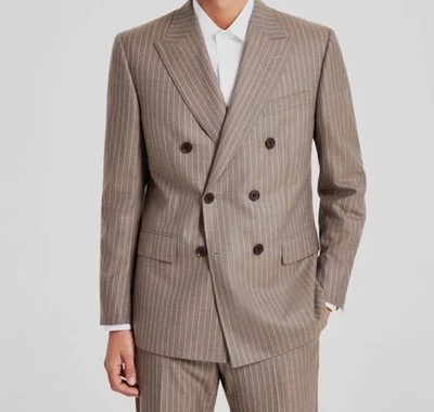 B by Brooks Brothers Men's Brown Wool Double-Breasted Jacket Suit Size 40L - Image 1 of 4