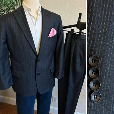 INNOCENTI 2 PC SUIT JACKET SIZE 44S PANTS 38S GRAY SHORT FIT BLAZER TOM JAMES - Image 1 of 4