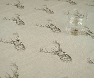 HIGHLAND STAG HEAD GREY VINYL WIPE CLEAN PVC TABLECLOTH - Picture 1 of 2