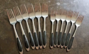 SET 12 Towle Supreme Cutlery SCC CAMEO 6 DINNER 6 SALAD Stainless Flatware BLACK - Picture 1 of 6
