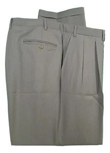 Canali Mens Olive Pleated Wool Dress Pants 40W 39x31 Italy - Picture 1 of 3