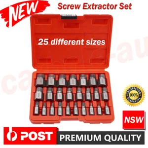 25-Piece Damaged Screw Extractor Set Multi-Spline Easy Out Broken Bolt Remover - Picture 1 of 14