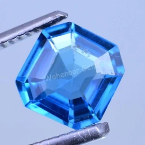 2.40 Ct Natural Swiss Blue Topaz Emerald Flawless CERTIFIED Loose Gemstone - Picture 1 of 7