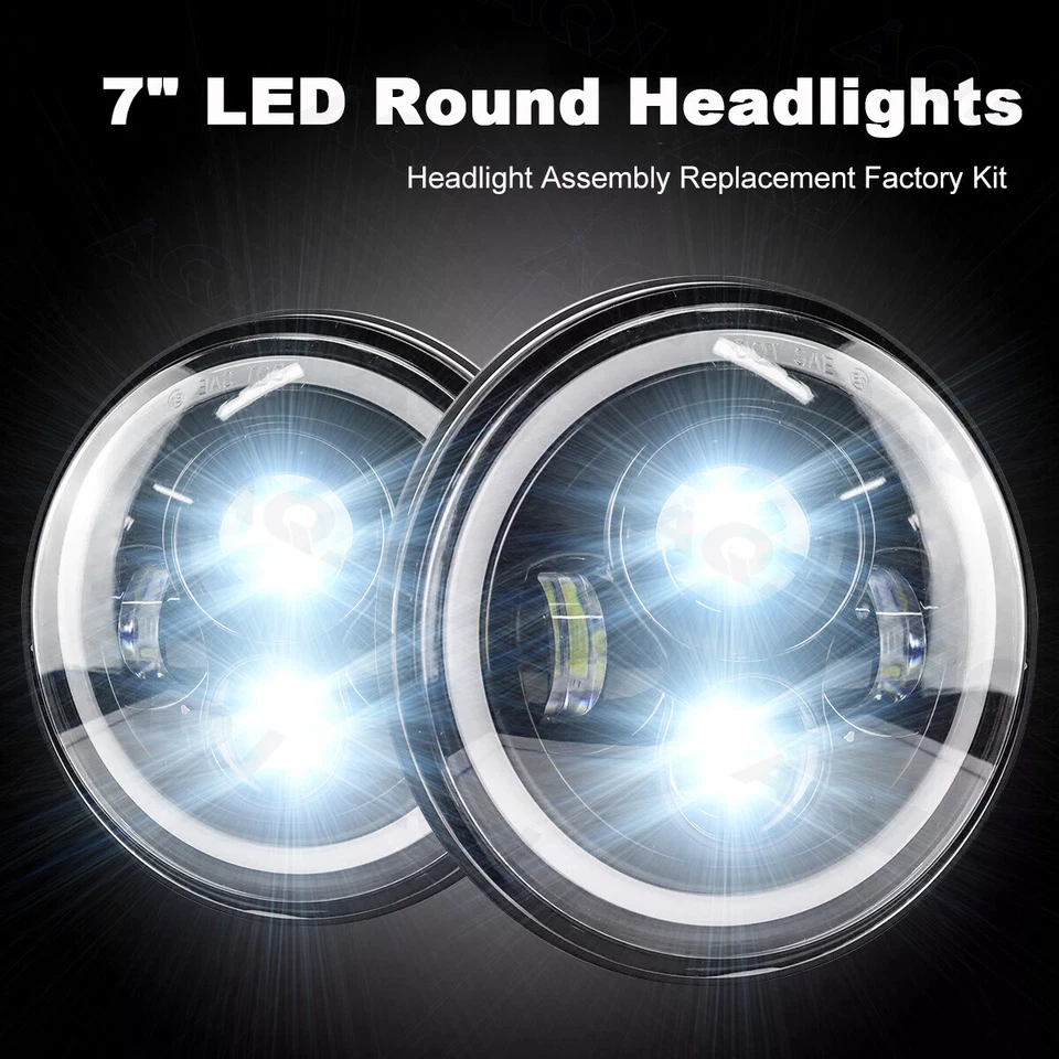 DOT Pair 7" inch Round LED Headlights Hi-Low Beam fit chevrolet P10 P20 P30 Van - Image 1 of 4