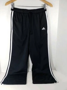 Adidas Boys Black 3 White Striped Sweatpants Size Small Embroidered Logo EUC - Picture 1 of 5