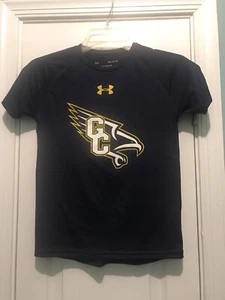 UNDER ARMOUR THE TECH TEE YOUTH SIZE YSM, NAVY AND GOLD - Picture 1 of 3