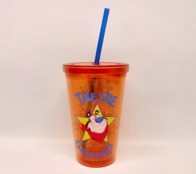 Kellogg's Tony the Tiger They're Great 橙色不倒翁带盖子和吸管 2013 — 第 1/4 张图片
