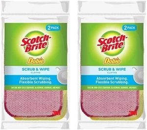 Scotch-Brite Dobie Scrub & Wipe Cloths, 2 Cleaning Cloths (Pack of 2) - Picture 1 of 5