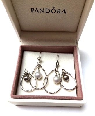 RETIRED Authentic PANDORA Pearl Earring Collection w/Box! - Image 1 of 4