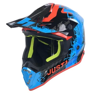 ADULTS MOTOCROSS HELMET JUST1 J38 RUSH BLUE RED BLACK GLOSS ACU GOLD MX HELMET - Picture 1 of 5