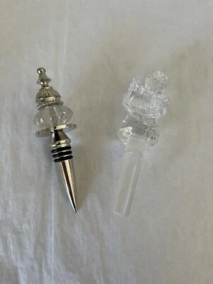 2 Tapones Decorativos para Botellas de Vino - Vintage Plata y Vidrio y Mikasa Angel Foto 1 de 2