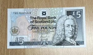 UNC Royal Bank of Scotland £ 5 Fünf Pfund 2002 Goldenes Jubiläum Banknote - Picture 1 of 2