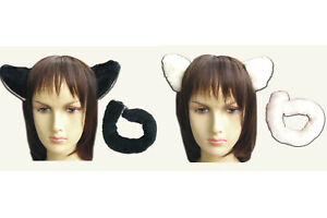 Loveless Cosplay Costume Accessory White Black Cat Ear And Tail Set